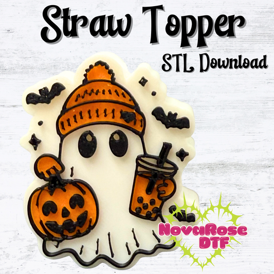 Cute fall ghost STL File, Straw Topper File Download, Immediate Download