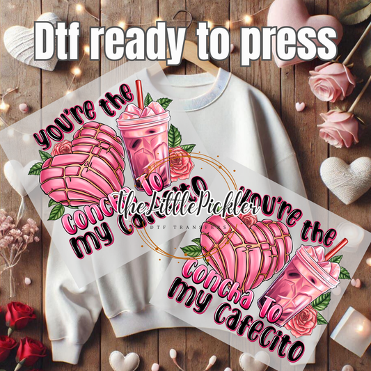 Valentine concha dtf Transfer, Heat Press