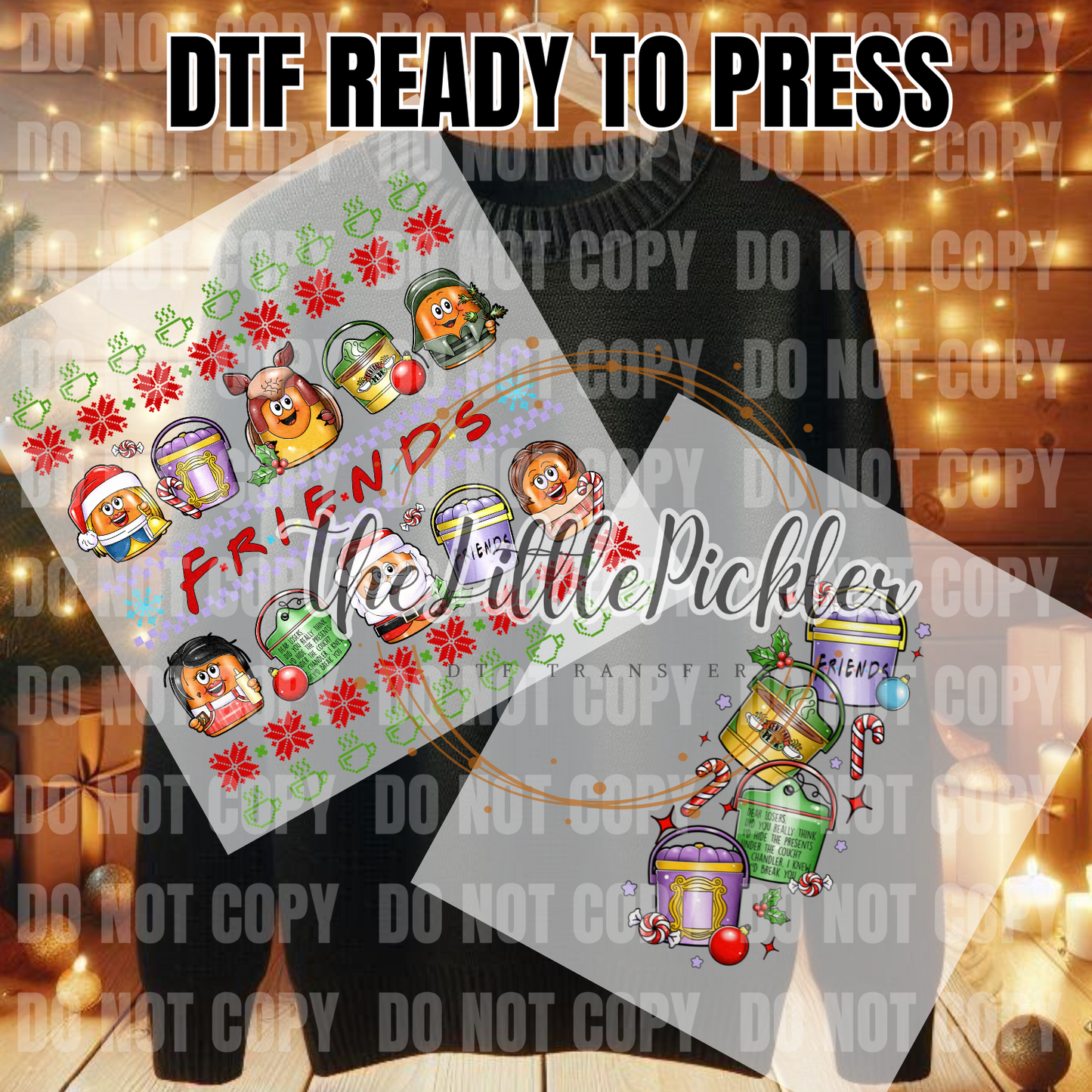 Friends Sweater Nuggets DTF Transfers, Cute Characters Favorites Transfer, Heat Press