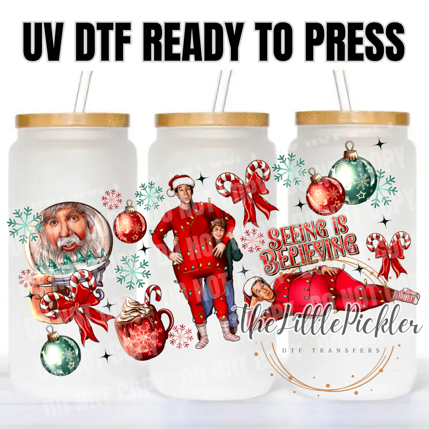 Ready to Apply UV DTF Transfer, 16oz Transfer, Favorites Transfer, Santa Characters, Heat Press