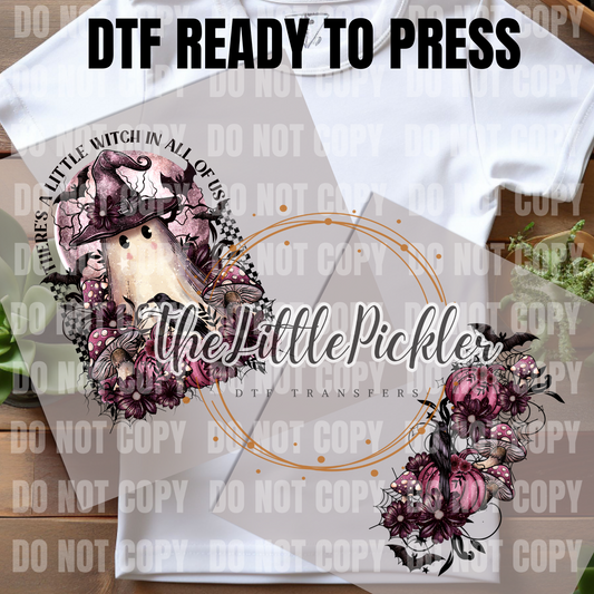 Ready to Press Floral Ghost DTF Transfers, Cute Characters Favorites Transfer, Heat Press