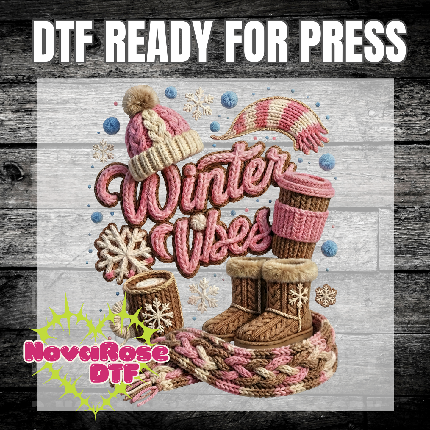 Winter vibes Faux thread DTF Transfers, Winter Transfer, Heat Press