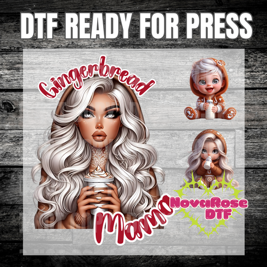 Ready to Press Gingerbread Mama DTF Transfers, Holiday Characters Favorites Transfer, Heat Press