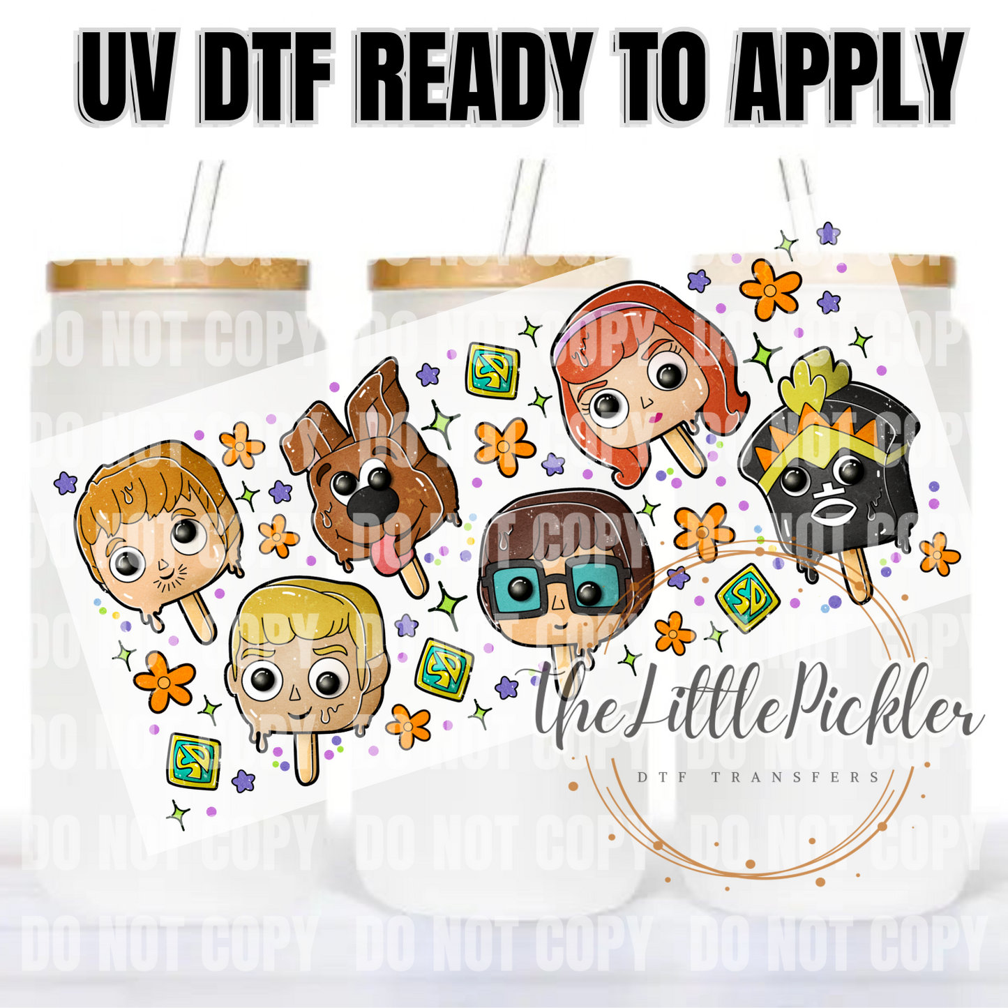 Ready to Apply UV DTF Transfer, 16oz Transfer, Favorites Transfer, Characters Popsicle’s, Heat Press