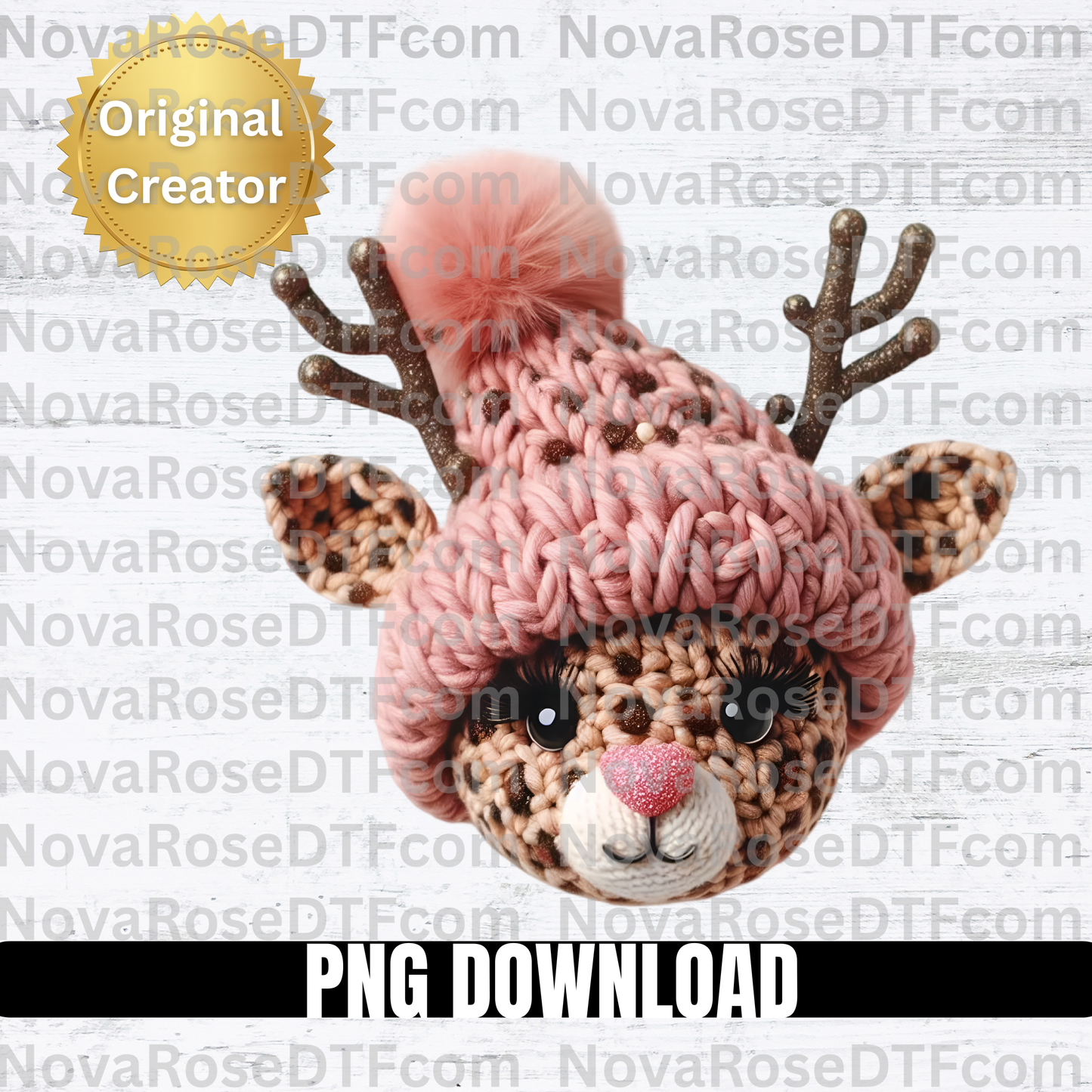 Faux thread cute Deer pink hat Png Download, Holiday png, High resolution, 300DPI,