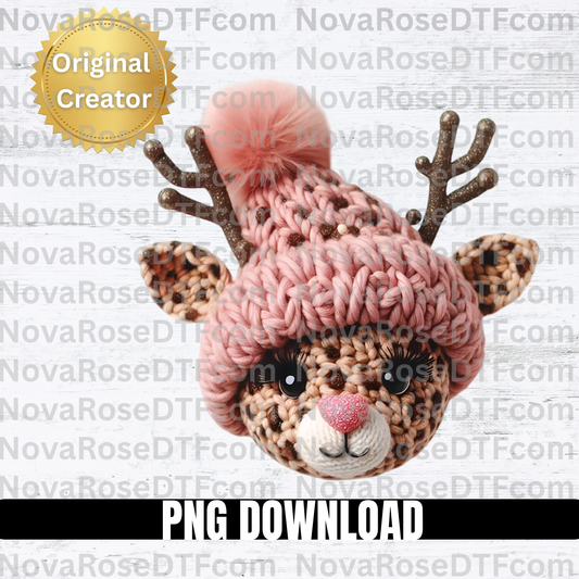 Faux thread cute Deer pink hat Png Download, Holiday png, High resolution, 300DPI,