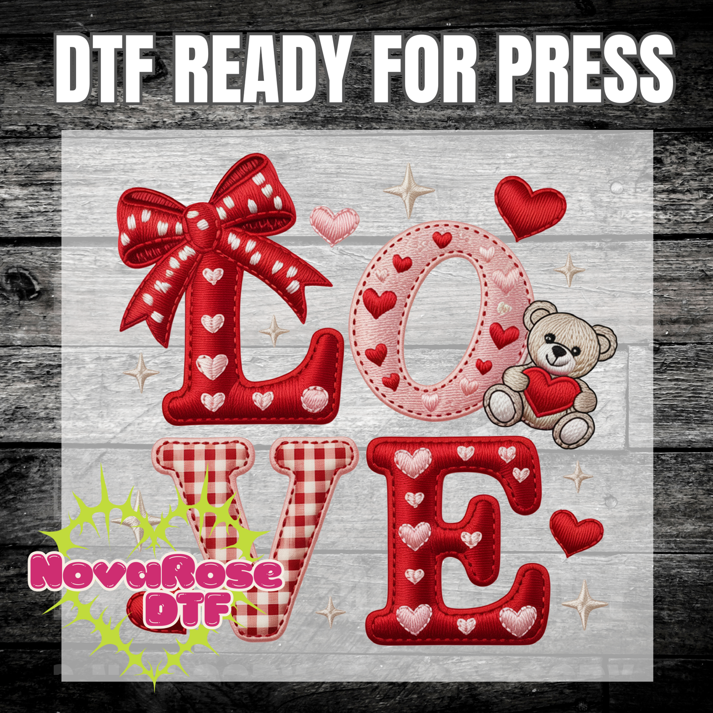 Valentine faux hook thread love Transfer, Heat Press