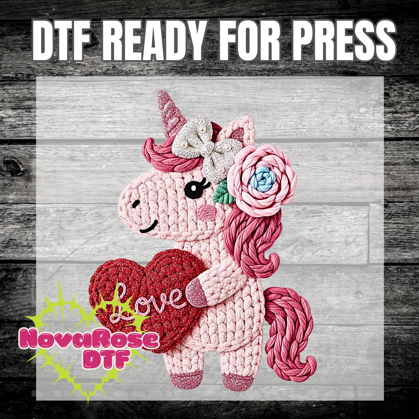 Valentine faux hook thread Unicorn Transfer, Heat Press
