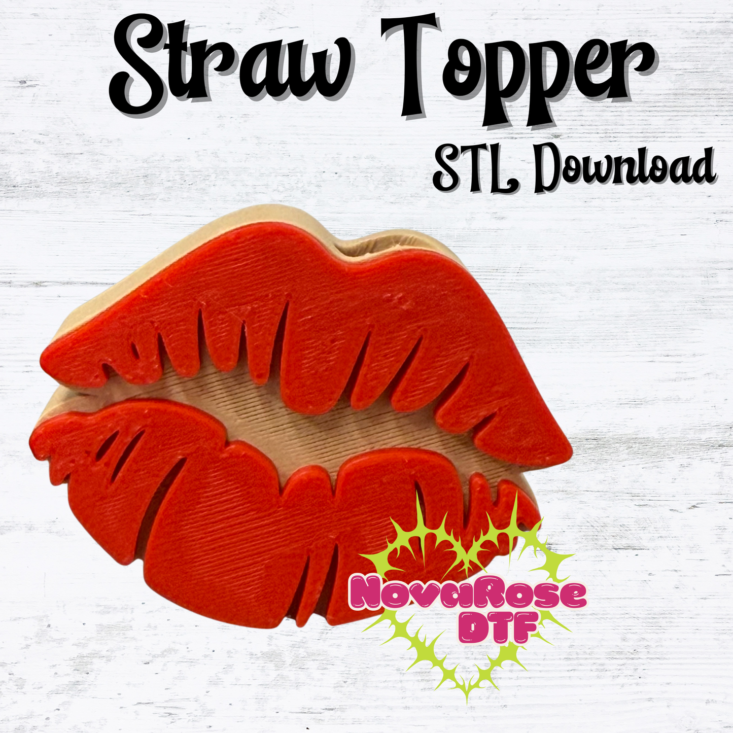 Luscious lips STL File, Straw Topper File Download, Immediate Download