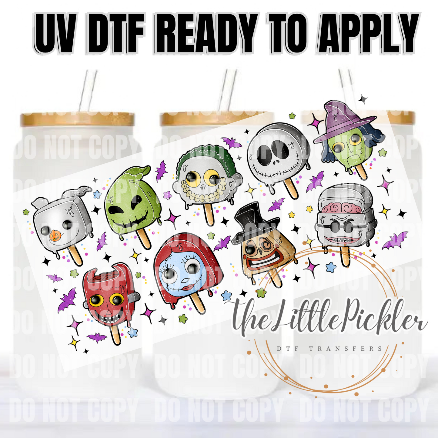 Ready to Apply UV DTF Transfer, 16oz Transfer, Favorites Transfer, NBC Characters Popsicle’s, Heat Press