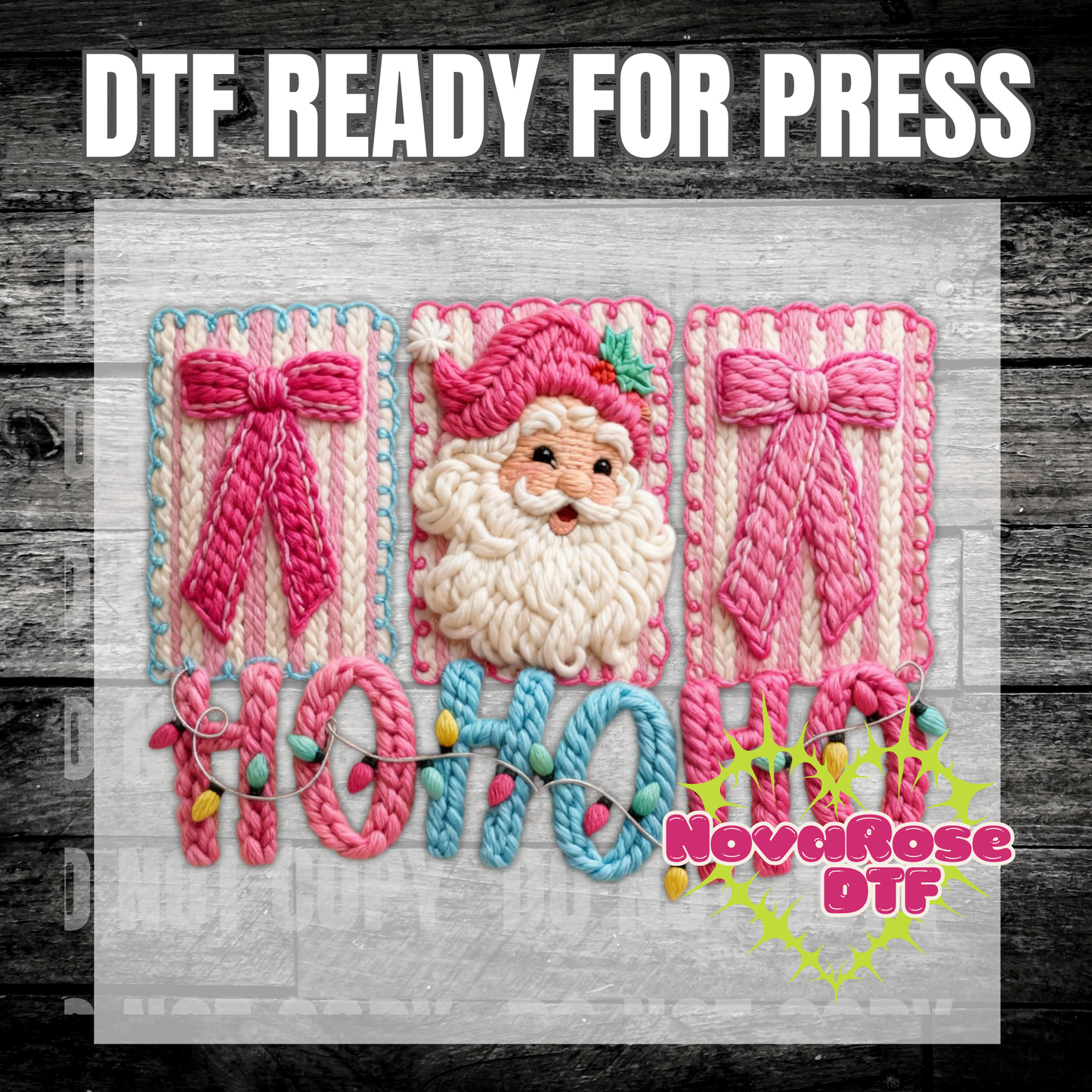 Faux Thread pink HoHoHo dtf, popular Favorites DTF Transfers, Holiday Transfer, Heat Press