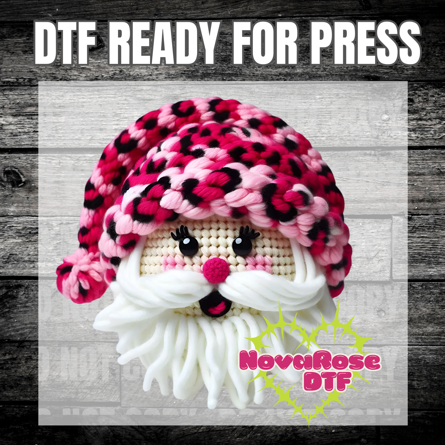 Faux Thread pink Santa dtf, popular Favorites DTF Transfers, Holiday Transfer, Heat Press