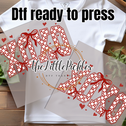 Xoxo red hearts dtf Transfer, Heat Press