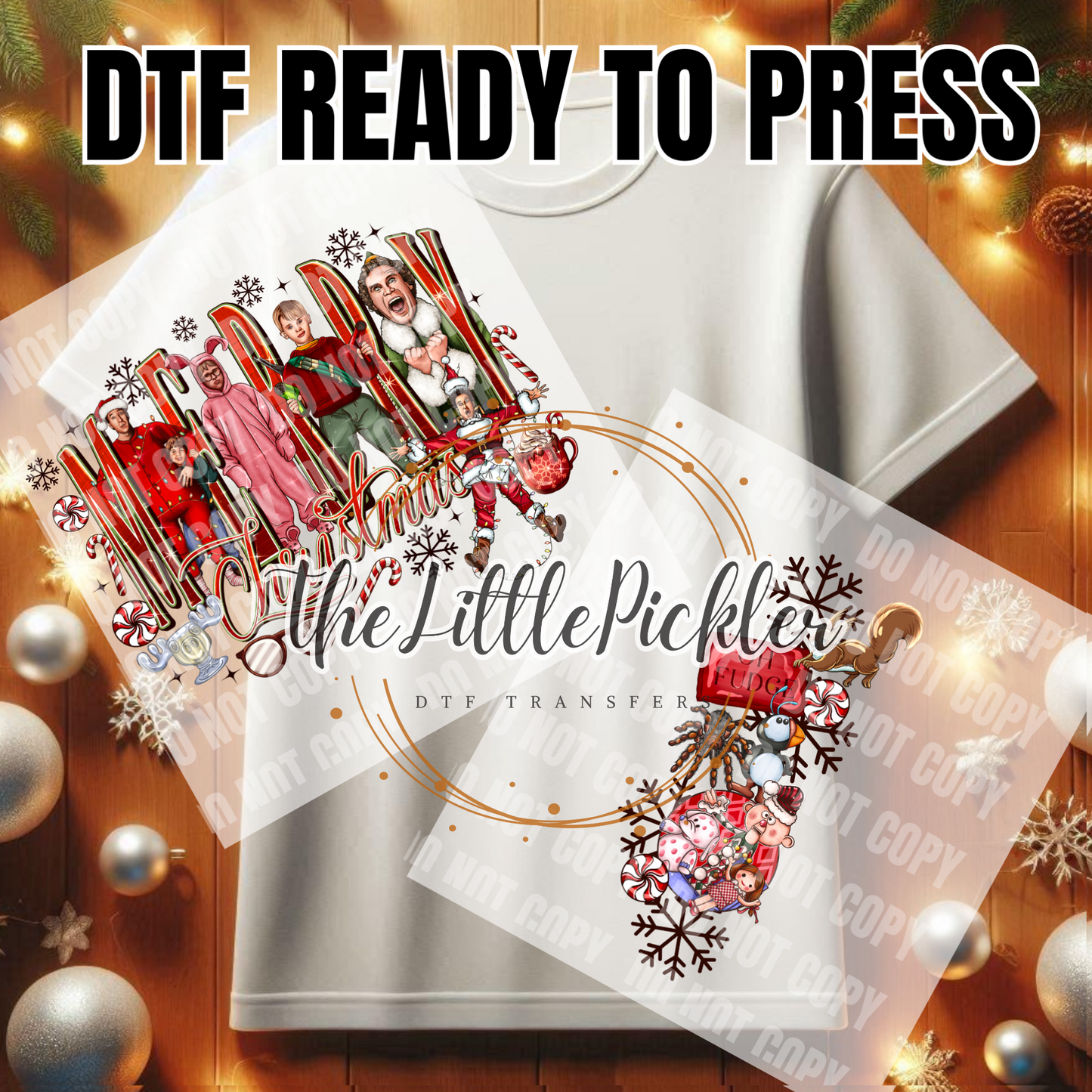 Merry Christmas Movie Fav. set DTF Transfers, Xmas Movies Favorites Transfer, Heat Press