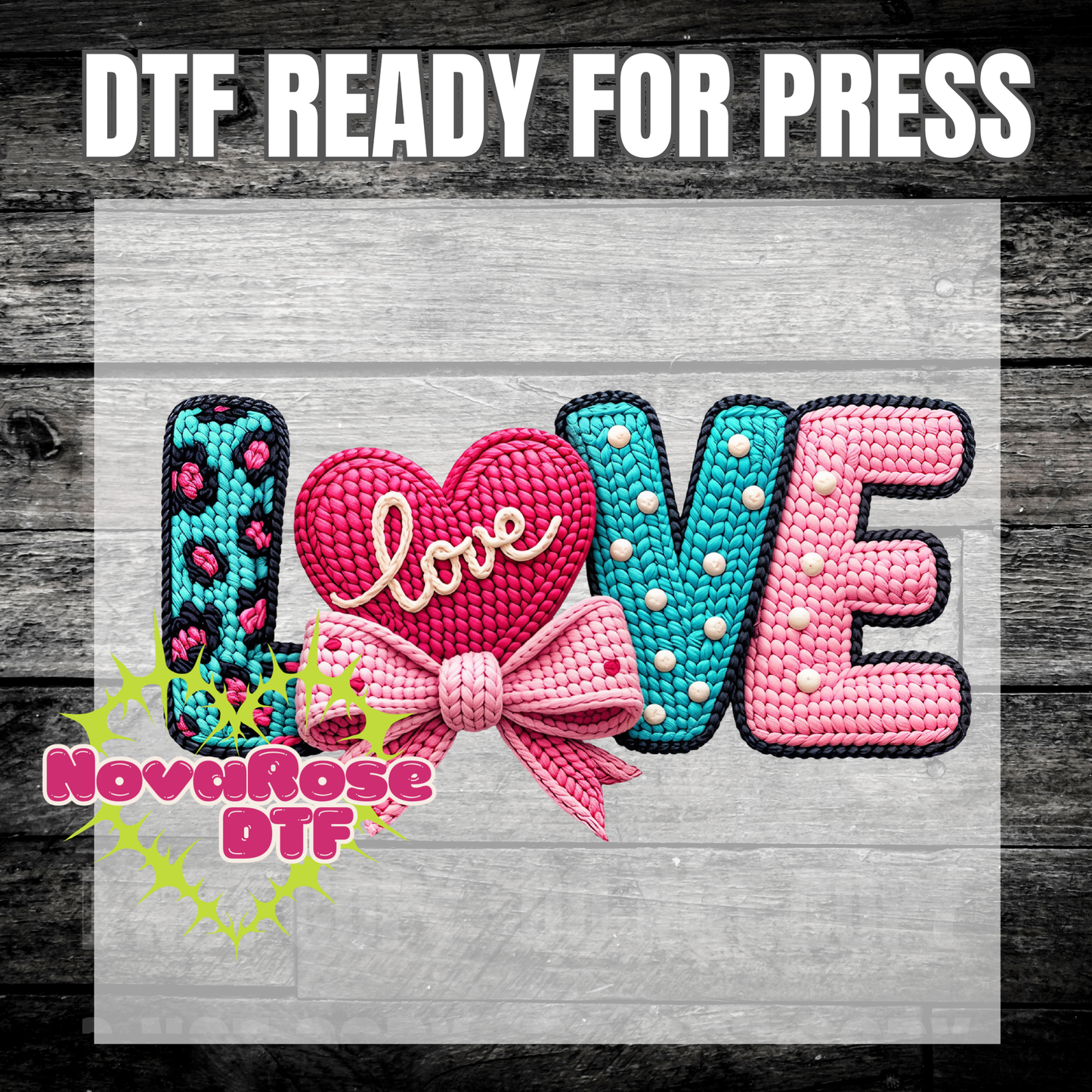 Valentine faux hook thread Love Transfer, Heat Press