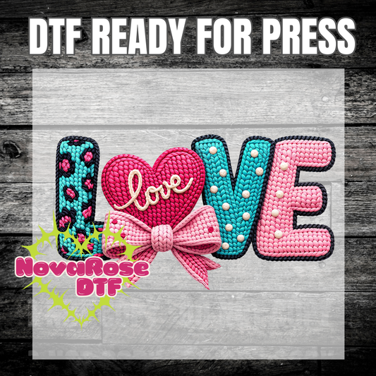 Valentine faux hook thread Love Transfer, Heat Press