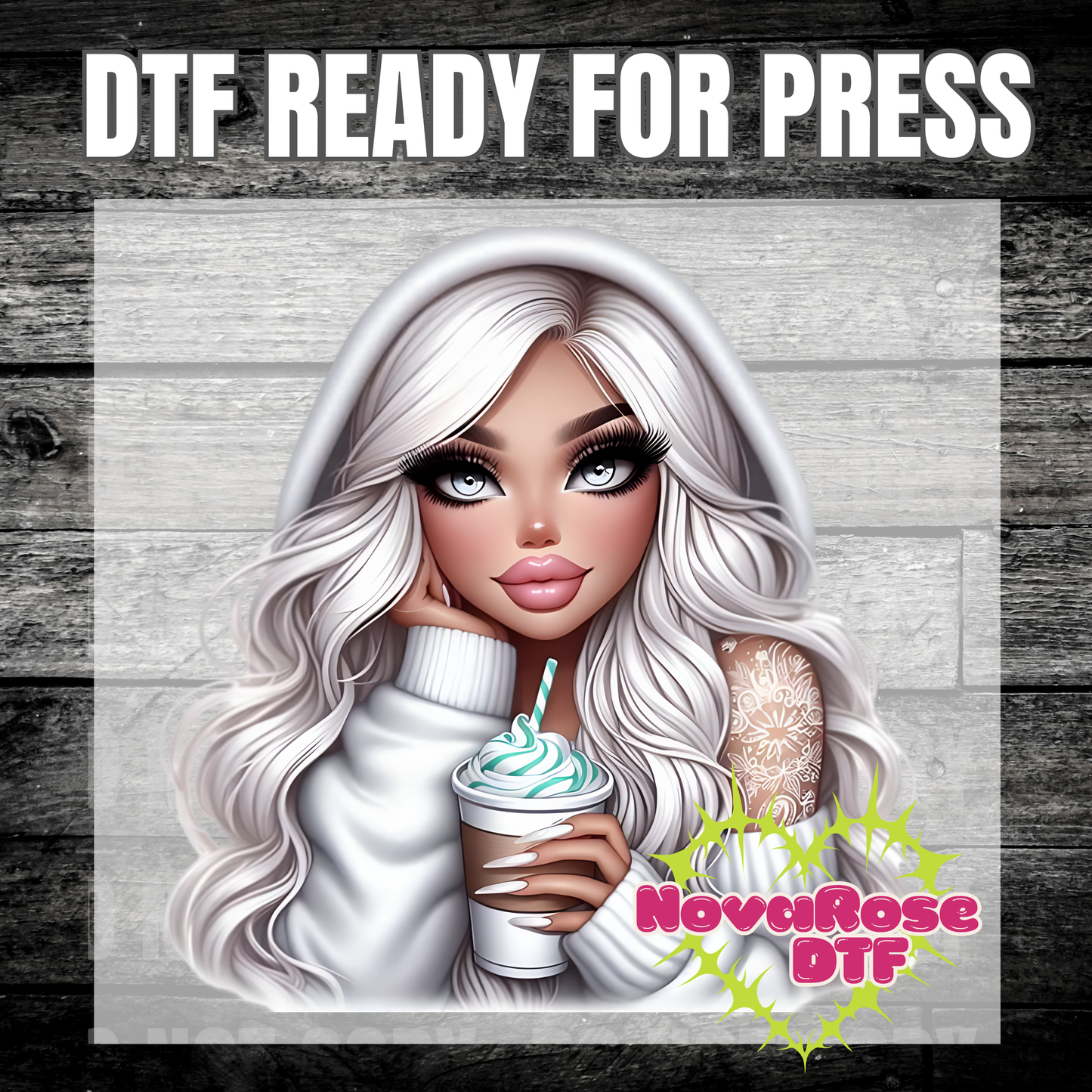 Ready to Press Snowflake coffee lovers DTF Transfers, Year round Characters Favorites Transfer, Heat Press