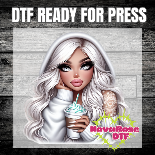 Ready to Press Snowflake coffee lovers DTF Transfers, Year round Characters Favorites Transfer, Heat Press