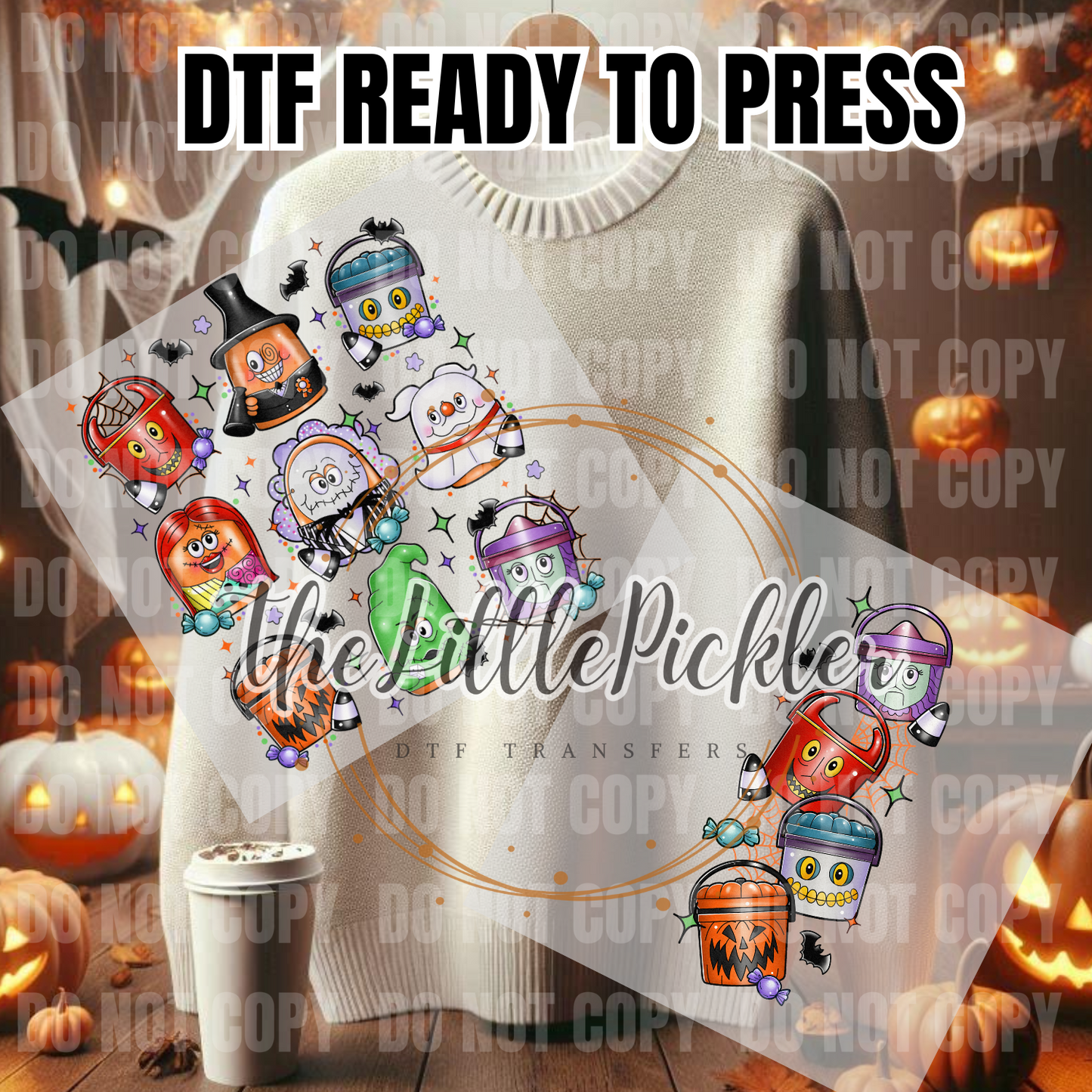 Nightmare Before Nuggets DTF Transfers, Cute Characters Favorites Transfer, Heat Press