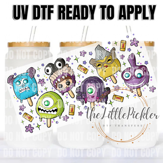 Ready to Apply UV DTF Transfer, 16oz Transfer, Favorites Transfer, Monsters Inc. Popsicle’s, Heat Press