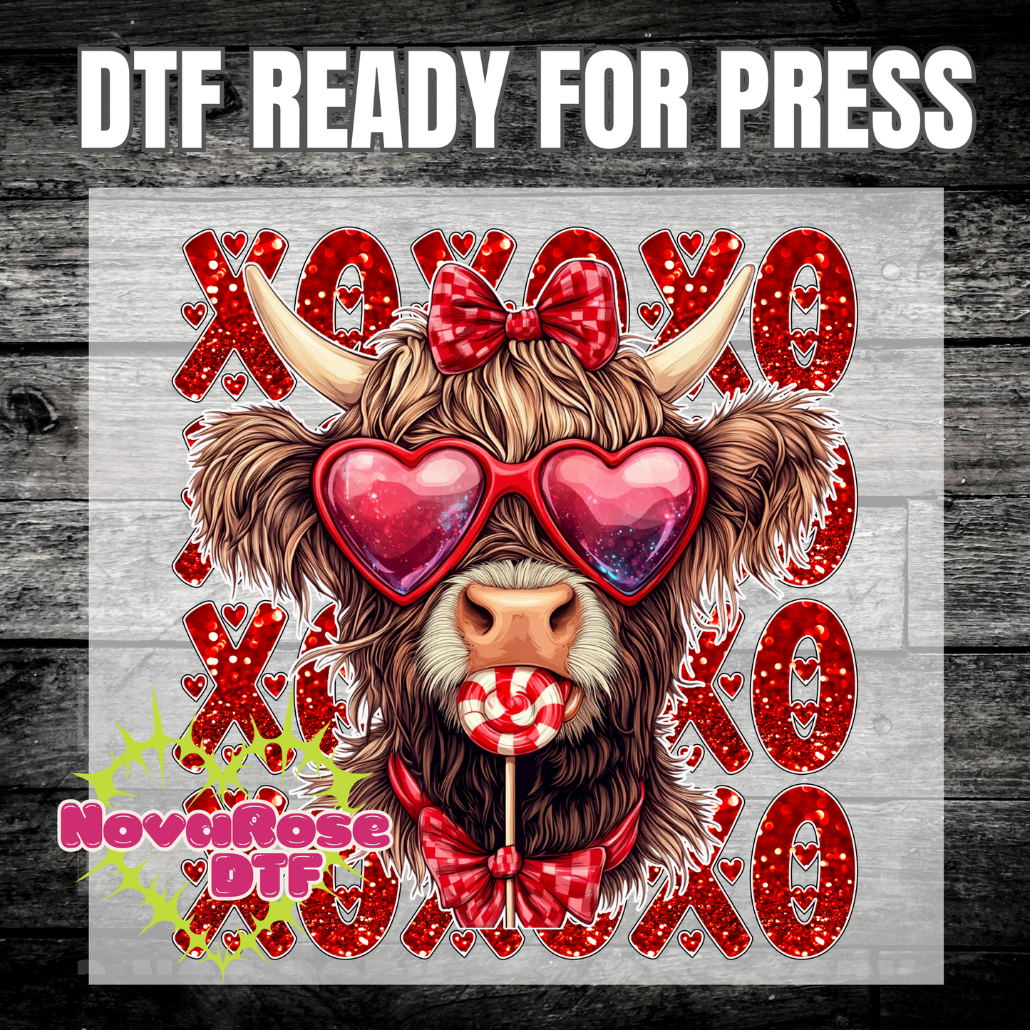 Xoxo Cow dtf Transfer, Valentine dtf, Heat Press