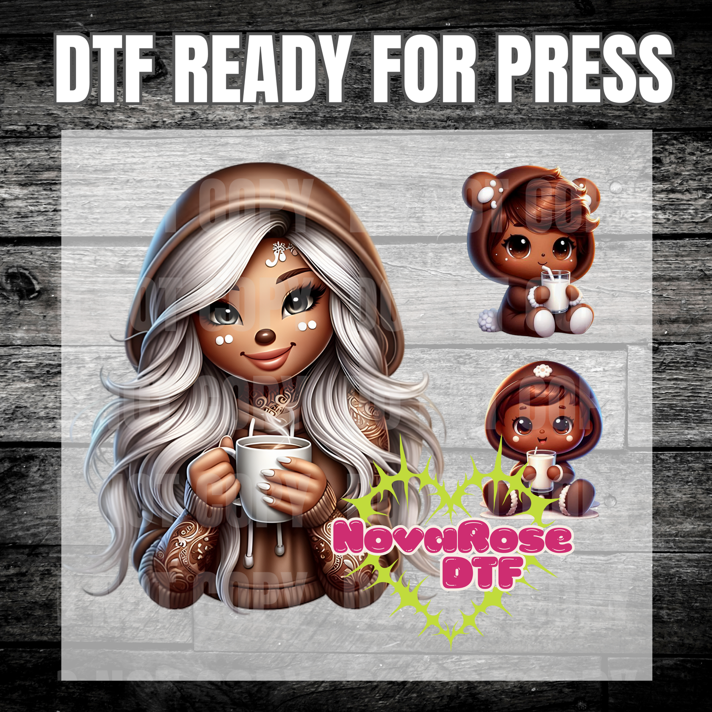 Ready to Press Gingerbread DTF Transfers, Holiday Characters Favorites Transfer, Heat Press