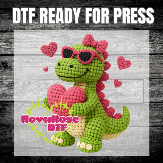 Valentine faux hook thread dino Transfer, Heat Press