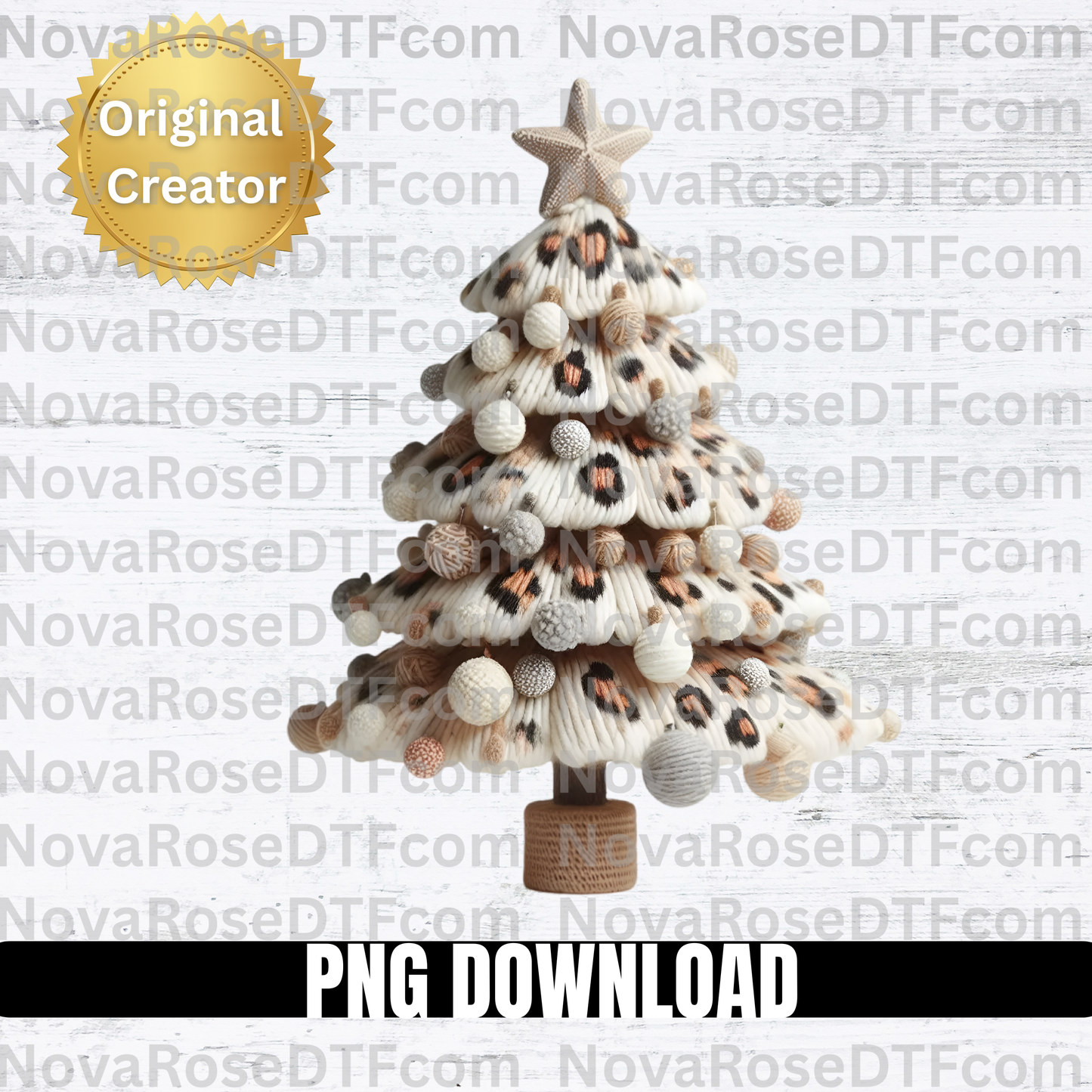 Faux thread leopard Xmas tree Png Download, Holiday png, High resolution, 300DPI,