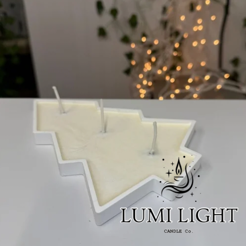Xmas Tree Candle plate with 100% Soy Wax, 3 wick, Essential Oil