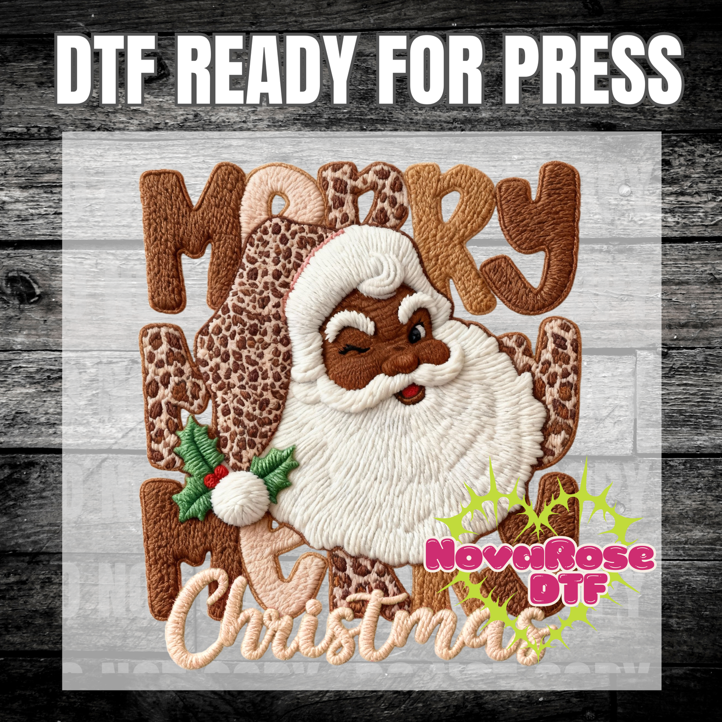 Faux Thread Santa dtf, popular Favorites DTF Transfers, Holiday Transfer, Heat Press