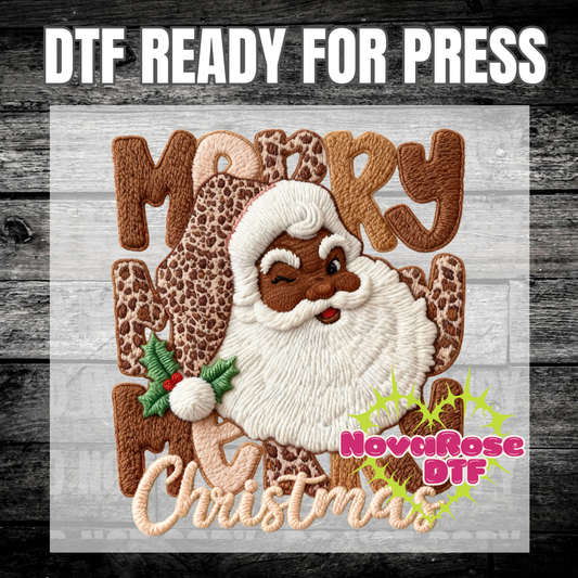 Faux Thread Santa dtf, popular Favorites DTF Transfers, Holiday Transfer, Heat Press