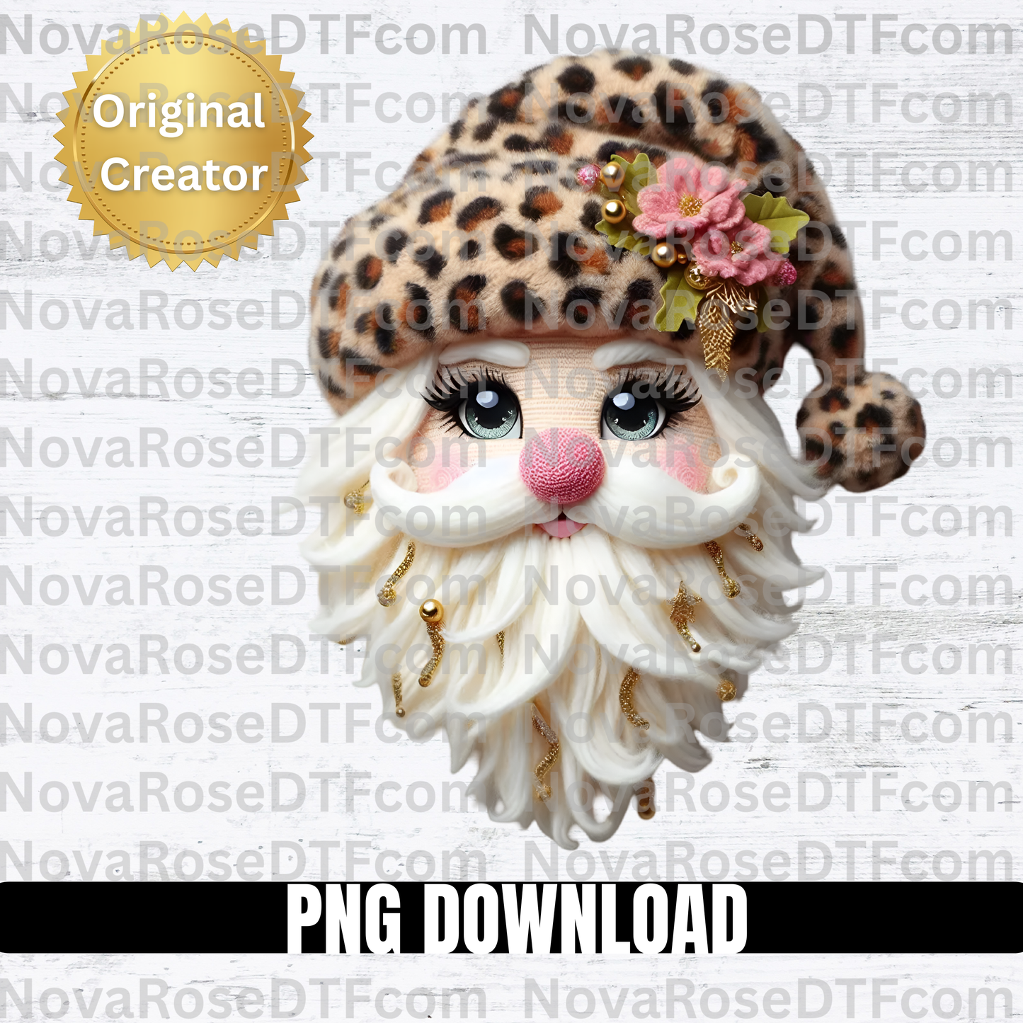 Faux thread Santa leopard hat Png Download, Holiday png, High resolution, 300DPI,
