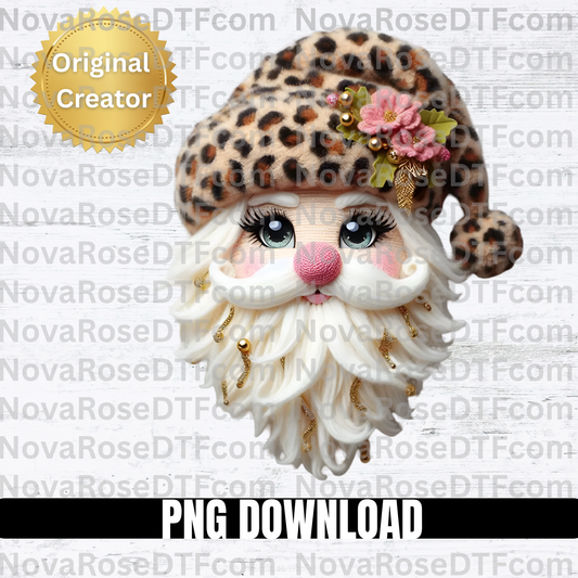 Faux thread Santa leopard hat Png Download, Holiday png, High resolution, 300DPI,