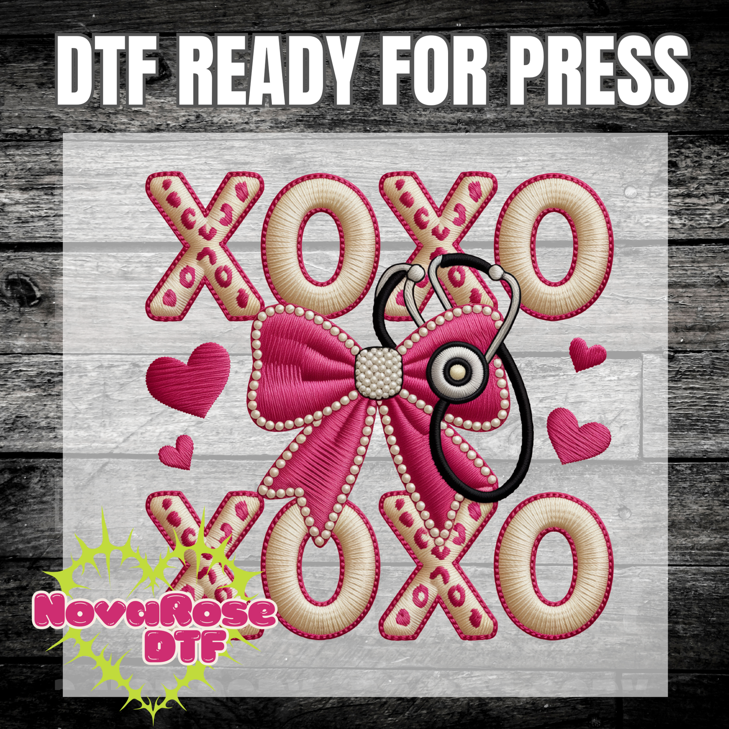 Valentine faux hook thread XOXO Transfer, Heat Press