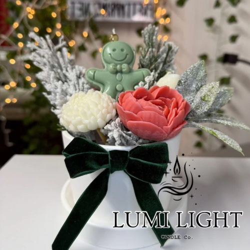 6 decorative Candles with cement pot with lid, 100% Soy Wax, Jasmonite, Xmas scents