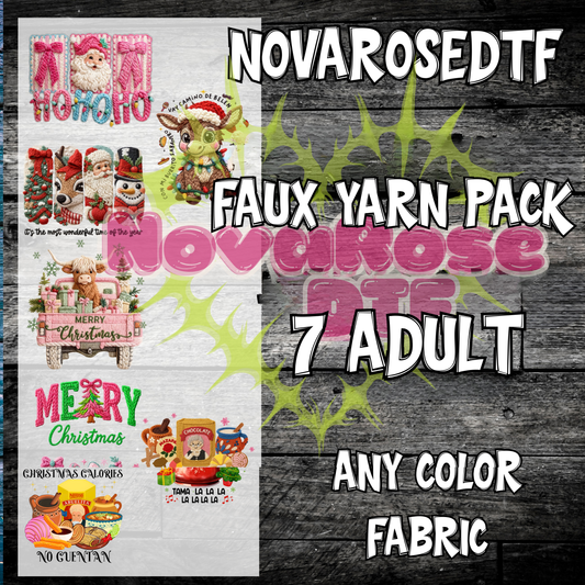 Ready to Press FAUX YARN GANG-SHEET 7 dtf,Favorites DTF Transfers, Characters Favorites, Heat Press