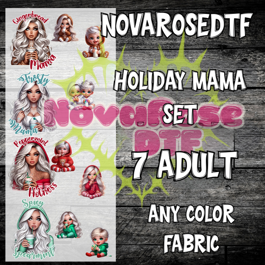 Ready to Press HOLIDAY MAMA GANG-SHEET 4 mamas plus kids dtf,Favorites DTF Transfers, Characters Favorites, Heat Press