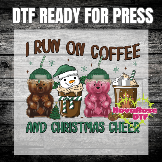 Star Cup Bear I run on coffee dtf, popular Favorites DTF Transfers, Holiday Transfer, Heat Press
