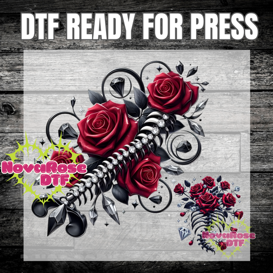 Spine Rose DTF Transfers, Holiday Transfer, Heat Press